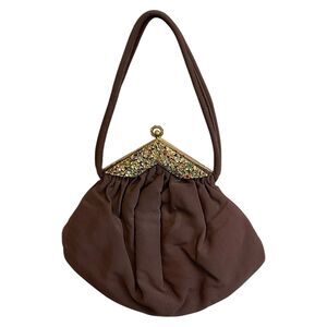 Guild Creations Brown Elegant Handbag Embellished Evening Bag Vintage‎ Purse